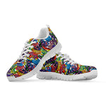 Funky Graffiti Pattern Print White Sneakers