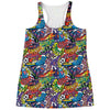 Funky Graffiti Pattern Print Women's Racerback Tank Top