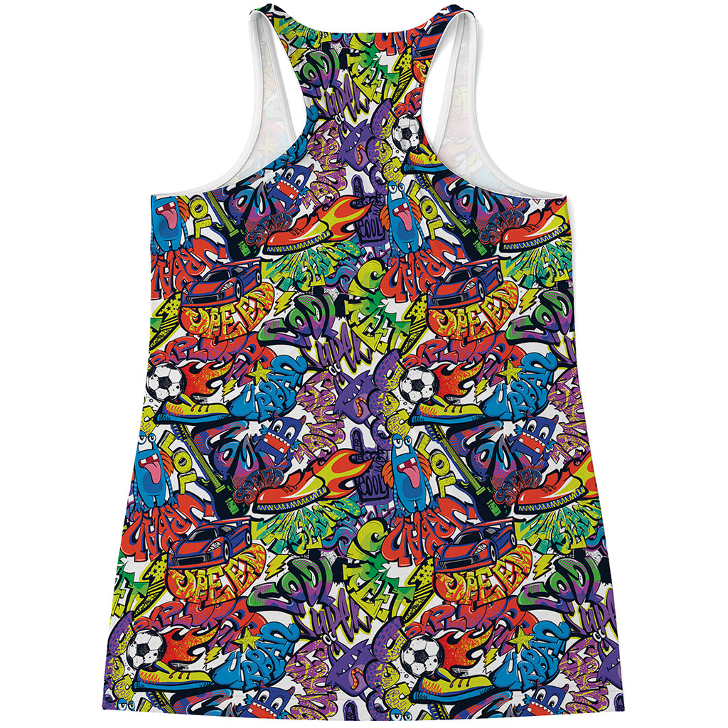 Funky Graffiti Pattern Print Women's Racerback Tank Top