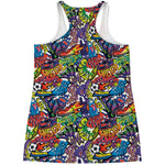 Funky Graffiti Pattern Print Women's Racerback Tank Top