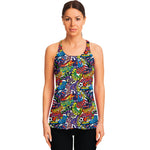 Funky Graffiti Pattern Print Women's Racerback Tank Top