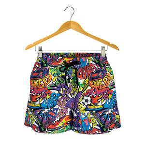 Funky Graffiti Pattern Print Women's Shorts