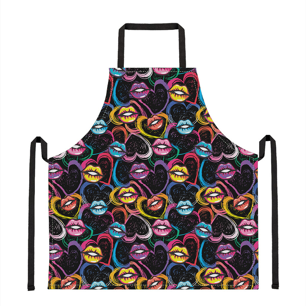 Funky Kiss Lips Pattern Print Apron