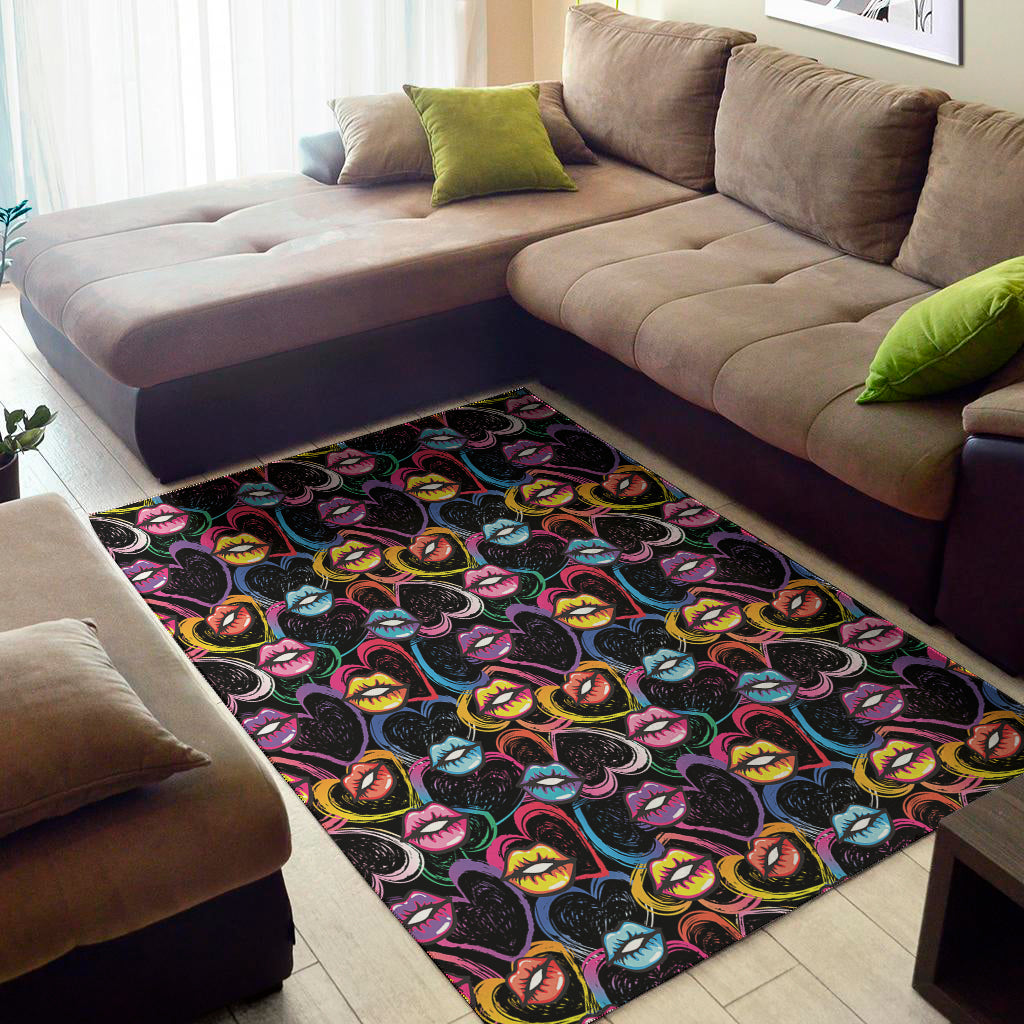 Funky Kiss Lips Pattern Print Area Rug