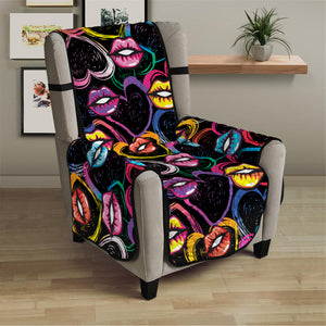 Funky Kiss Lips Pattern Print Armchair Protector