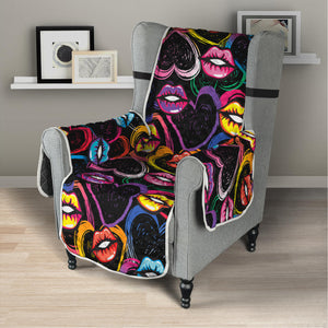 Funky Kiss Lips Pattern Print Armchair Protector