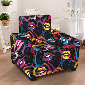 Funky Kiss Lips Pattern Print Armchair Slipcover