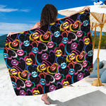 Funky Kiss Lips Pattern Print Beach Sarong Wrap