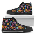 Funky Kiss Lips Pattern Print Black High Top Sneakers