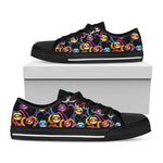 Funky Kiss Lips Pattern Print Black Low Top Shoes