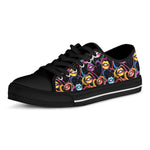 Funky Kiss Lips Pattern Print Black Low Top Shoes