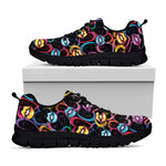 Funky Kiss Lips Pattern Print Black Sneakers