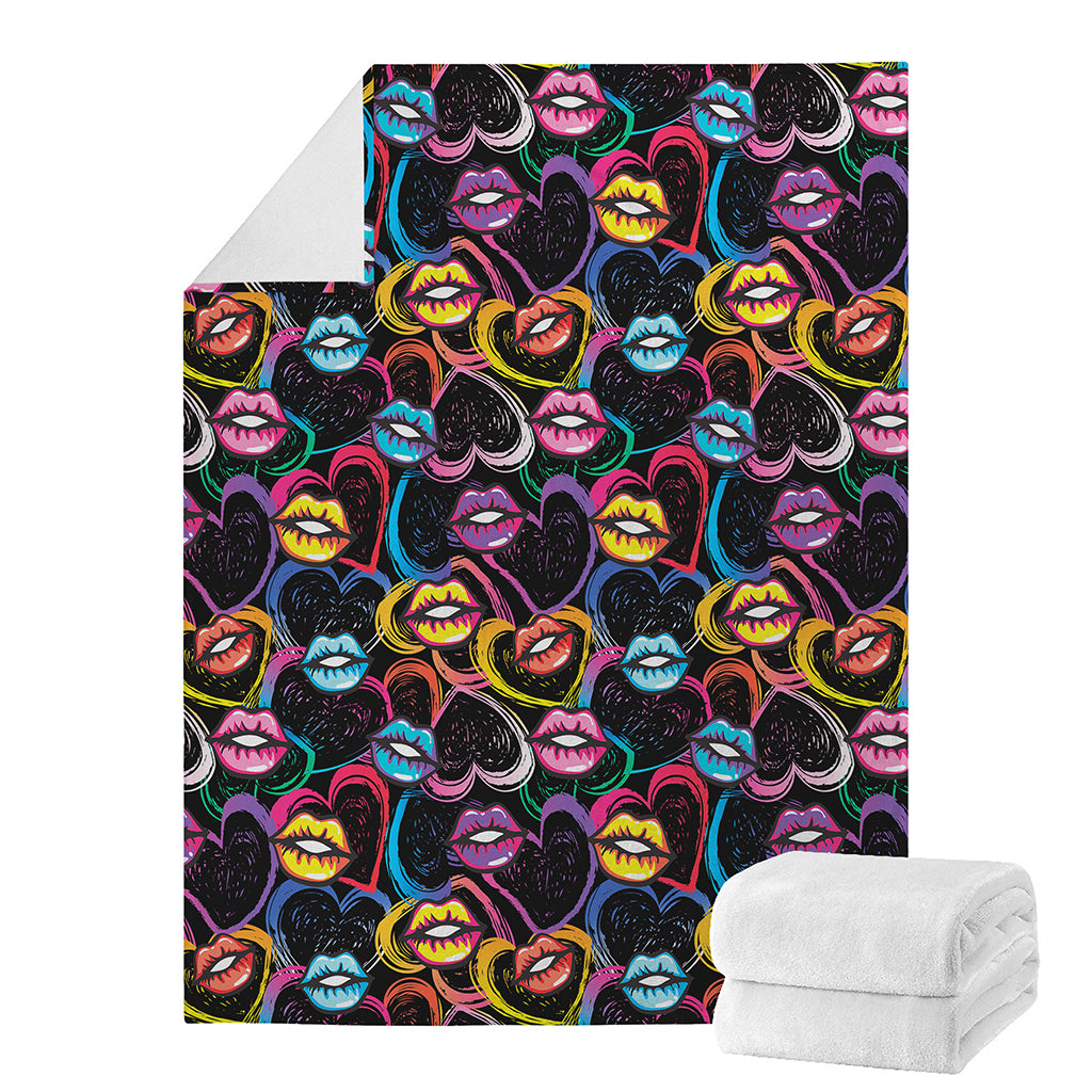 Funky Kiss Lips Pattern Print Blanket