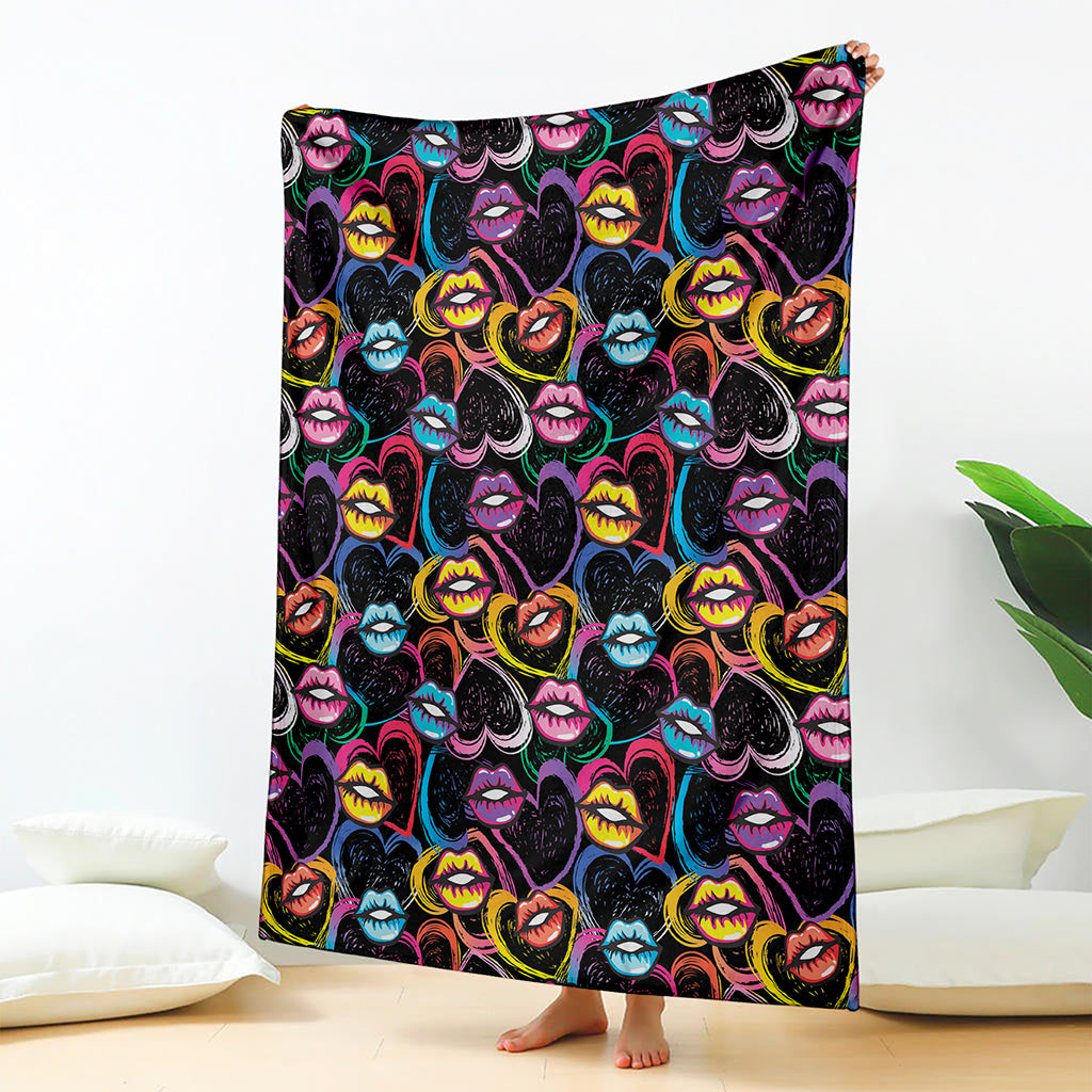 Funky Kiss Lips Pattern Print Blanket