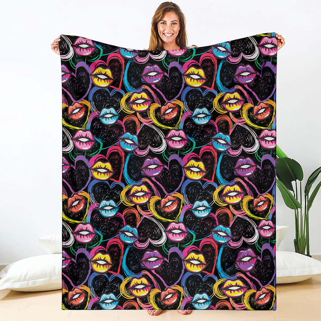 Funky Kiss Lips Pattern Print Blanket