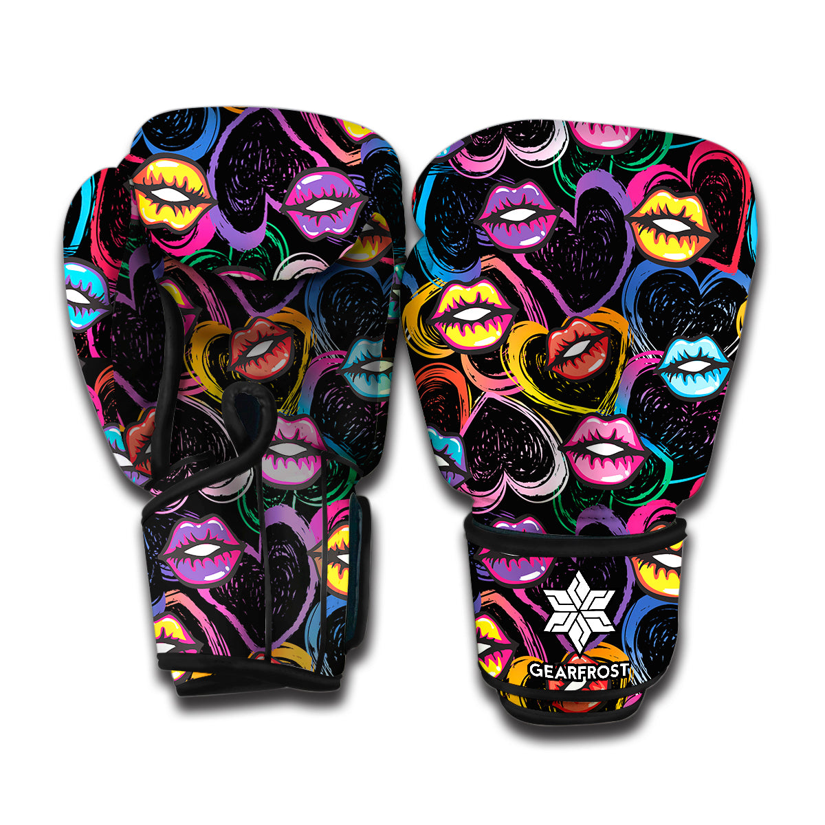 Funky Kiss Lips Pattern Print Boxing Gloves