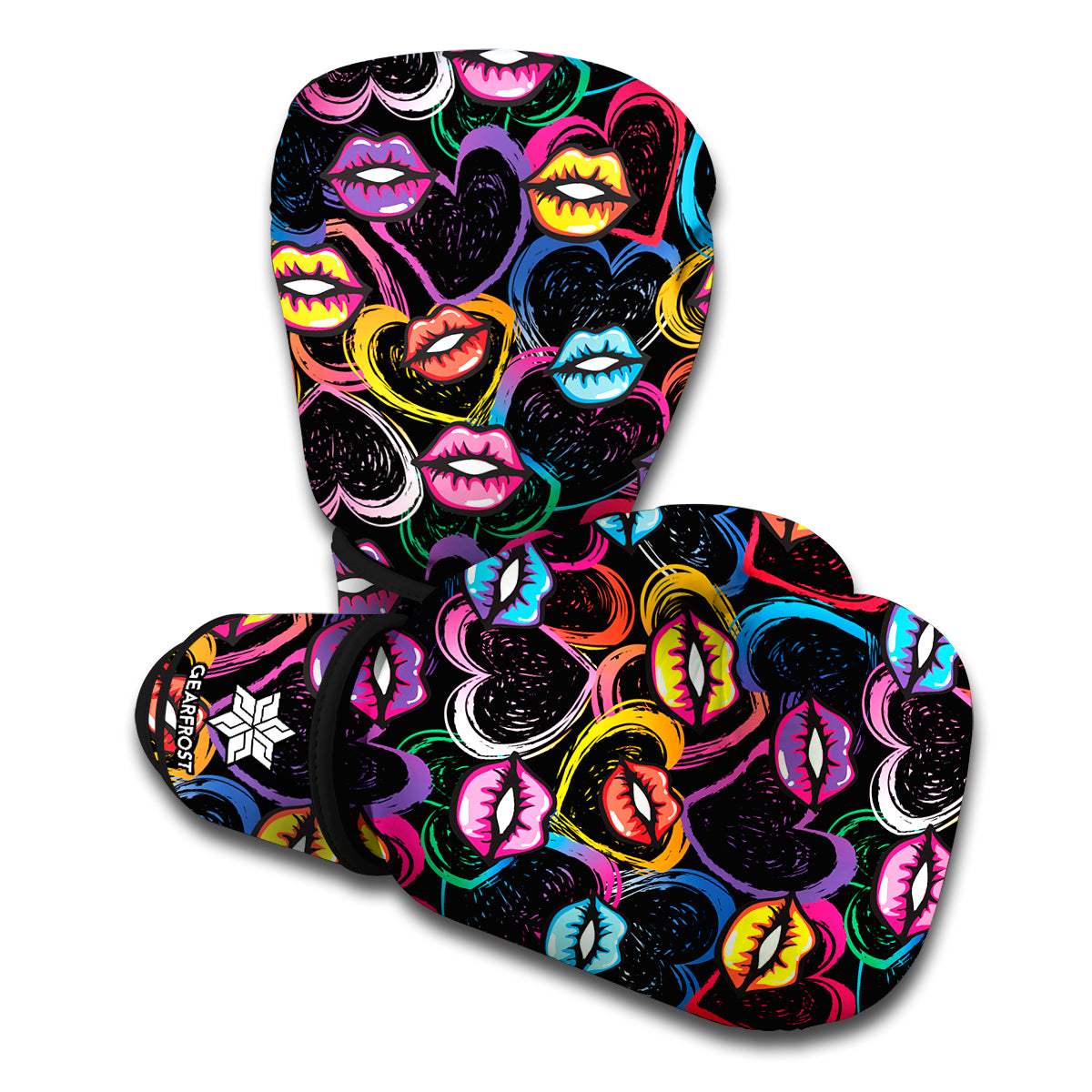 Funky Kiss Lips Pattern Print Boxing Gloves