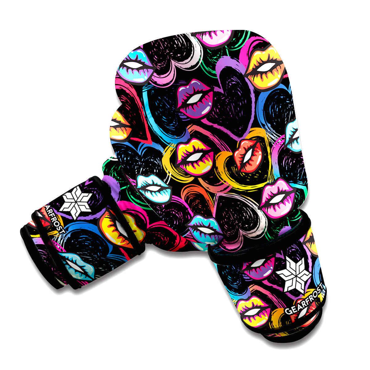 Funky Kiss Lips Pattern Print Boxing Gloves