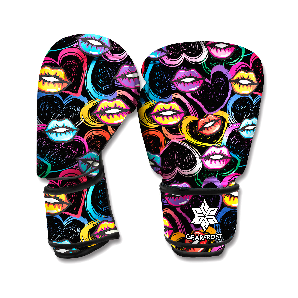 Funky Kiss Lips Pattern Print Boxing Gloves