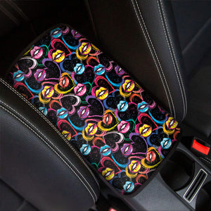 Funky Kiss Lips Pattern Print Car Center Console Cover