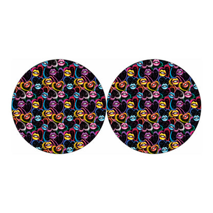 Funky Kiss Lips Pattern Print Car Coasters
