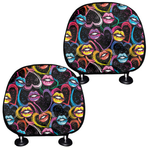 Funky Kiss Lips Pattern Print Car Headrest Covers