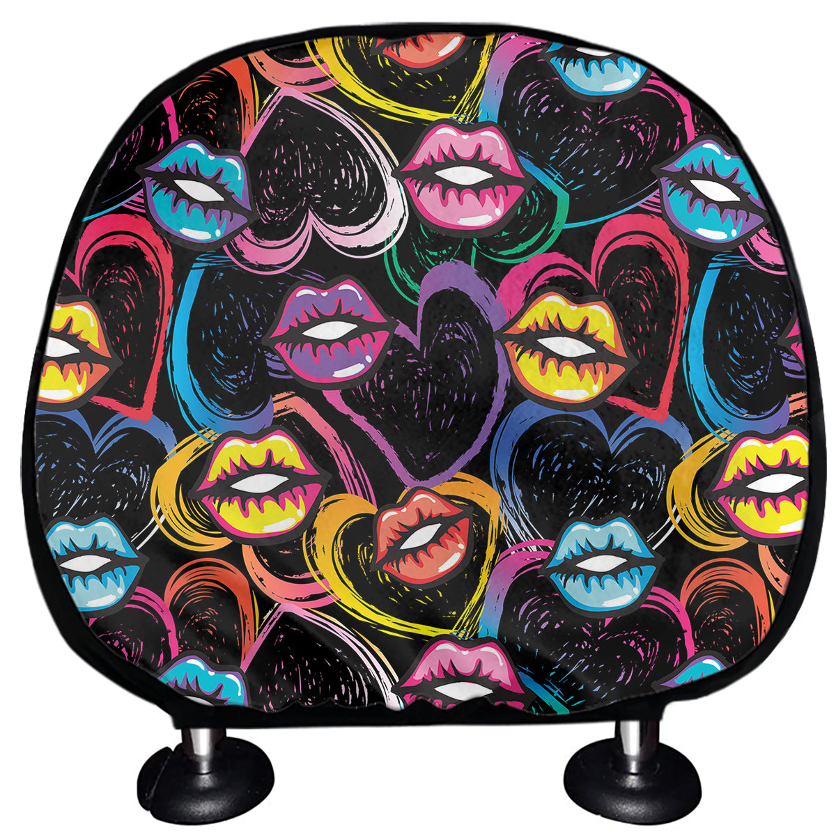 Funky Kiss Lips Pattern Print Car Headrest Covers