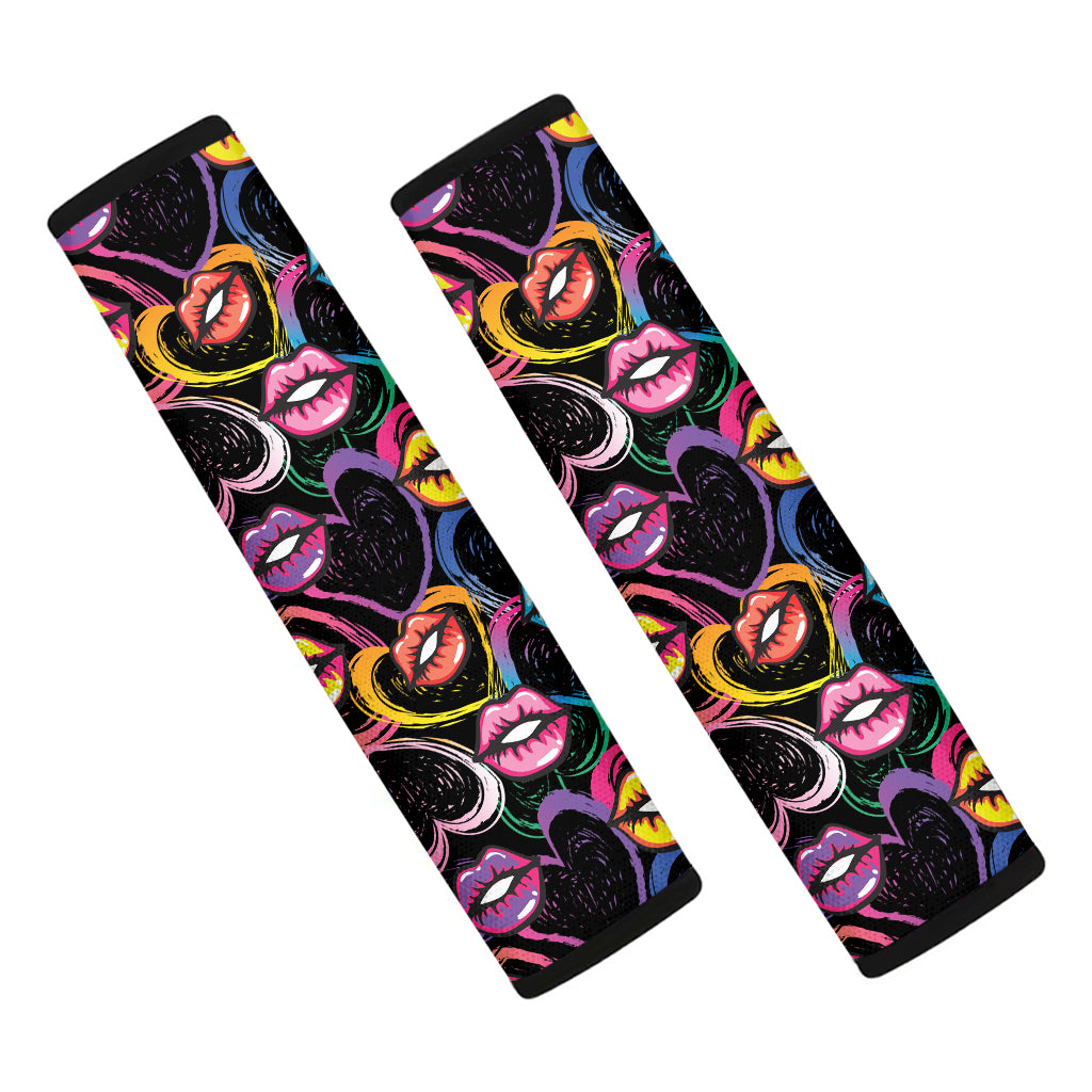 Funky Kiss Lips Pattern Print Car Seat Belt Covers
