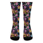 Funky Kiss Lips Pattern Print Crew Socks