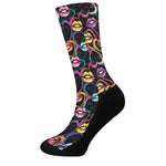Funky Kiss Lips Pattern Print Crew Socks