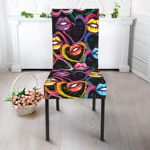 Funky Kiss Lips Pattern Print Dining Chair Slipcover