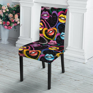 Funky Kiss Lips Pattern Print Dining Chair Slipcover