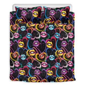 Funky Kiss Lips Pattern Print Duvet Cover Bedding Set