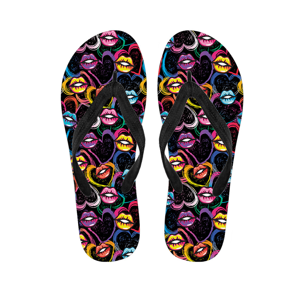 Funky Kiss Lips Pattern Print Flip Flops