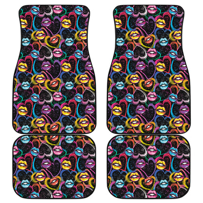 Funky Kiss Lips Pattern Print Front and Back Car Floor Mats