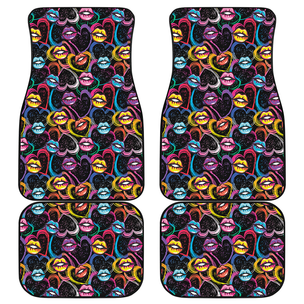 Funky Kiss Lips Pattern Print Front and Back Car Floor Mats