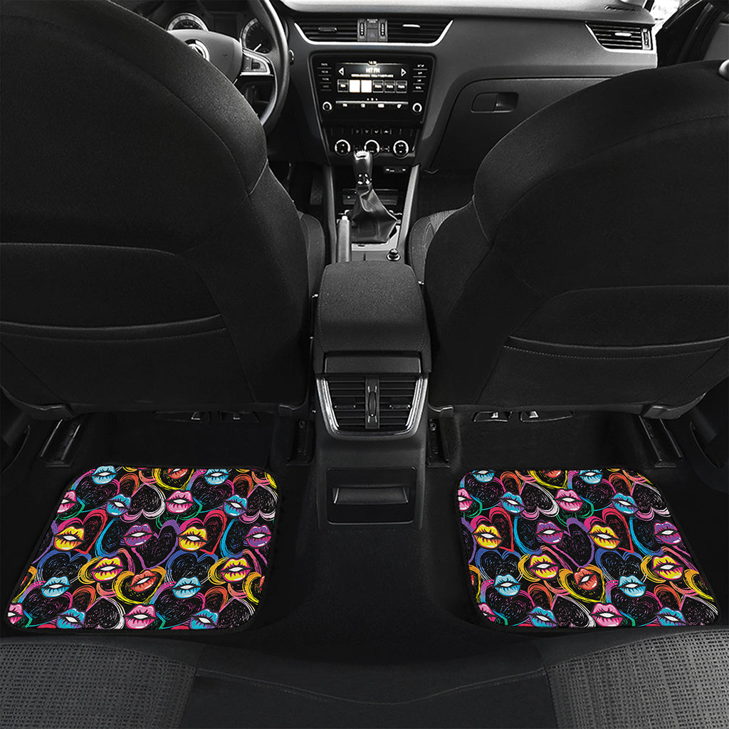 Funky Kiss Lips Pattern Print Front and Back Car Floor Mats