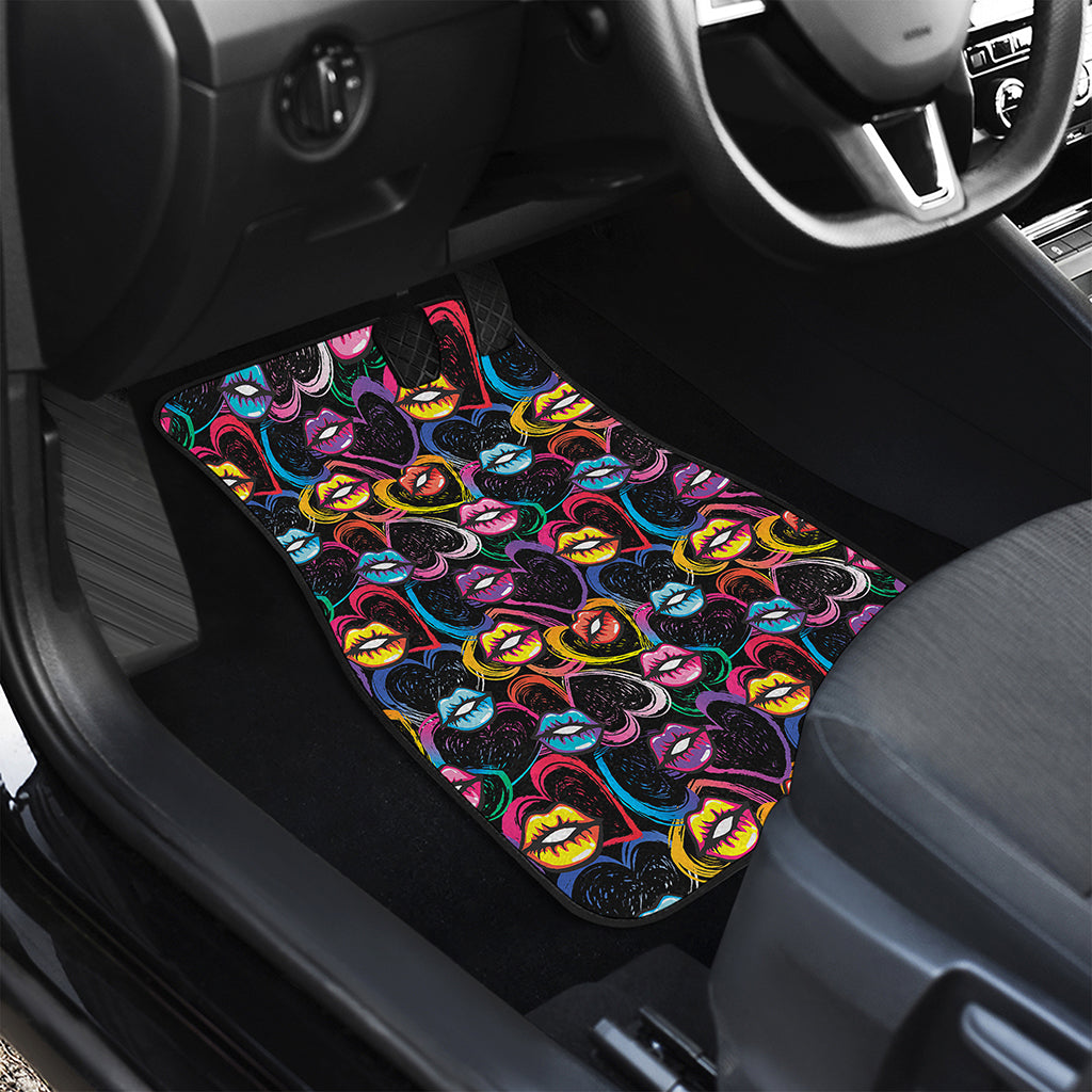 Funky Kiss Lips Pattern Print Front and Back Car Floor Mats