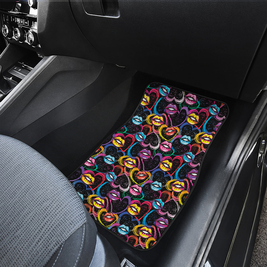 Funky Kiss Lips Pattern Print Front Car Floor Mats