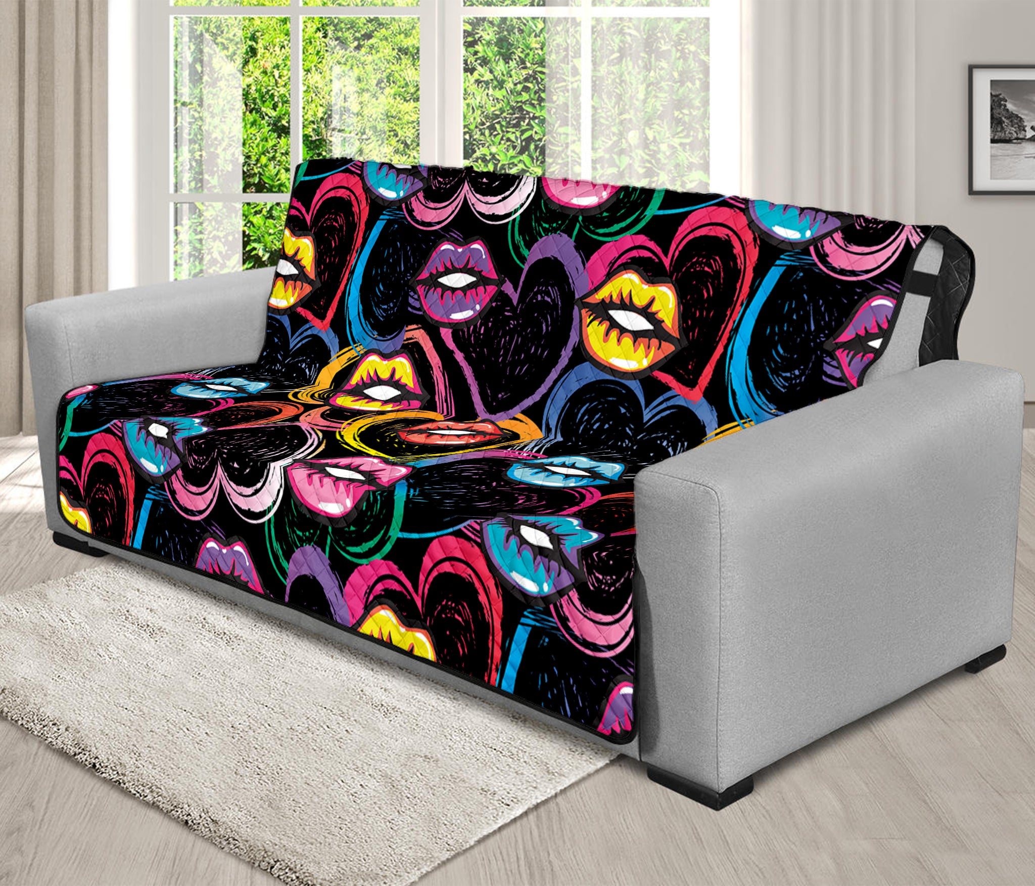 Funky Kiss Lips Pattern Print Futon Protector