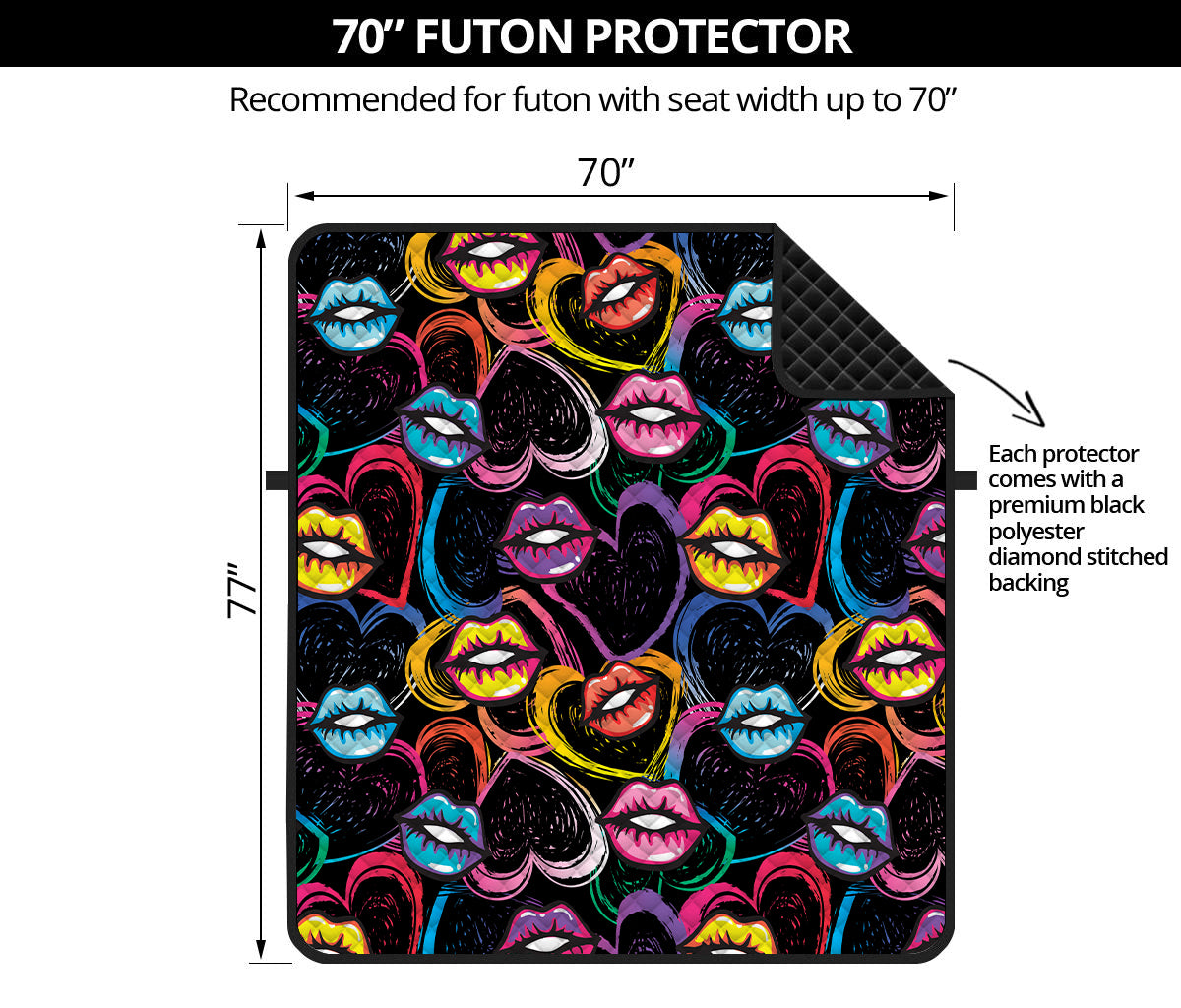 Funky Kiss Lips Pattern Print Futon Protector