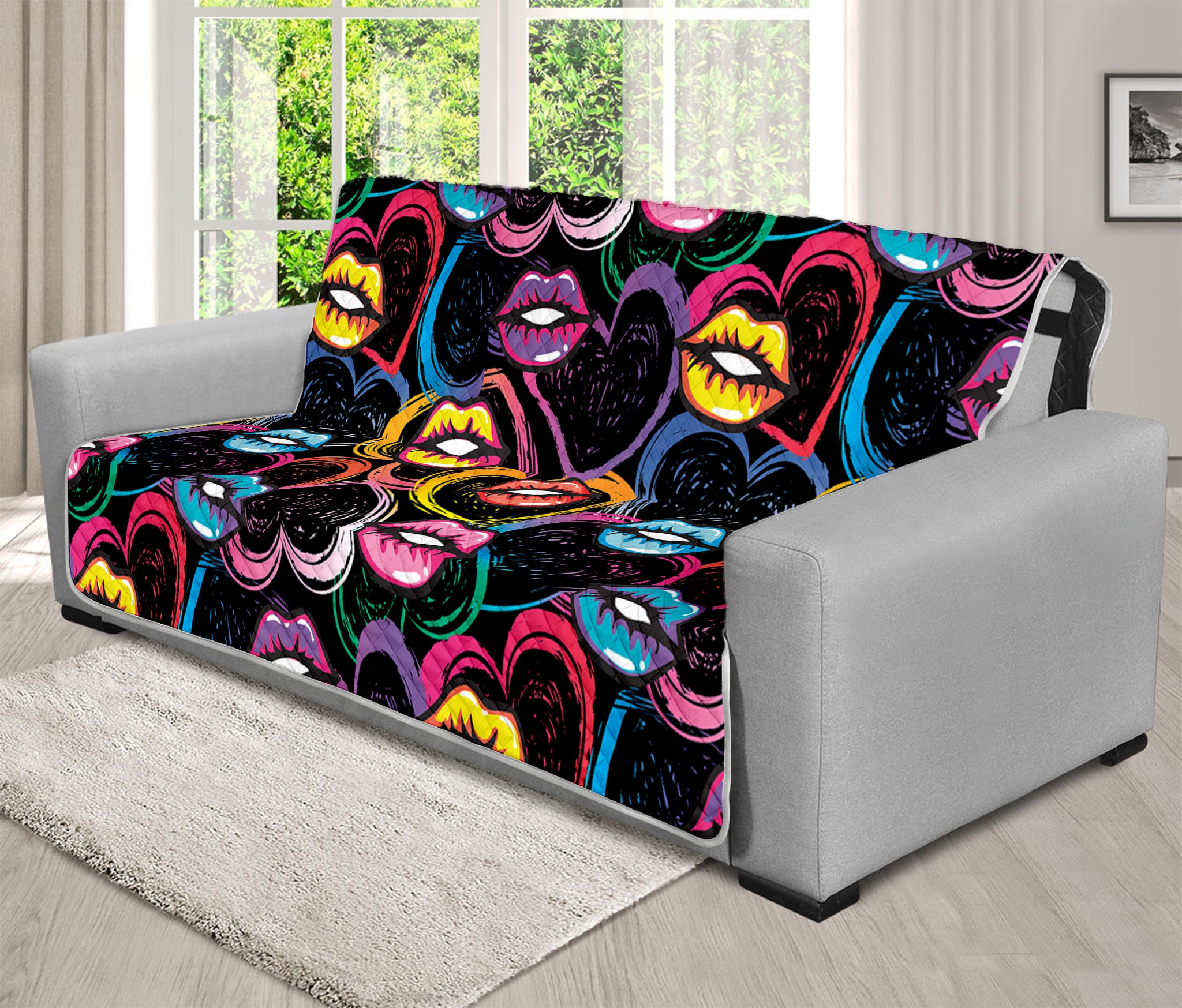 Funky Kiss Lips Pattern Print Futon Protector