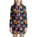 Funky Kiss Lips Pattern Print Pullover Hoodie Dress