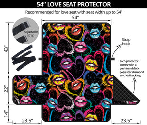 Funky Kiss Lips Pattern Print Loveseat Protector