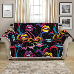 Funky Kiss Lips Pattern Print Loveseat Protector