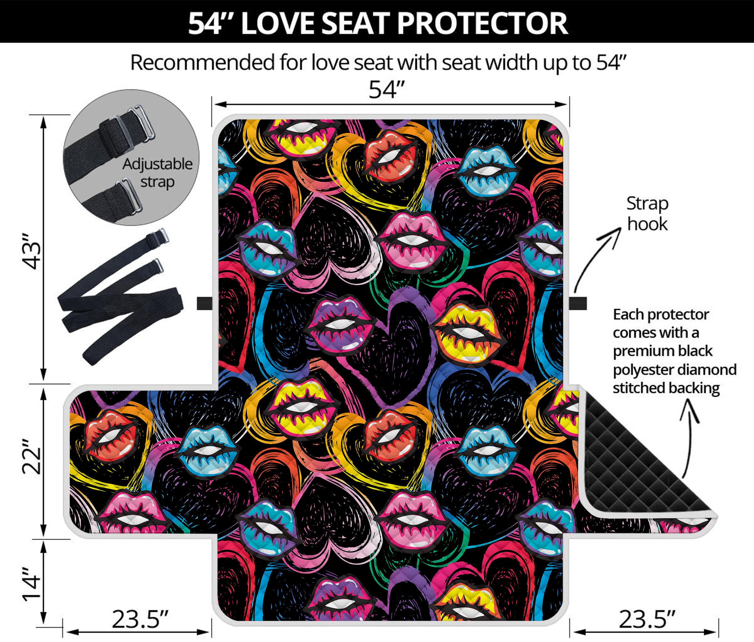 Funky Kiss Lips Pattern Print Loveseat Protector