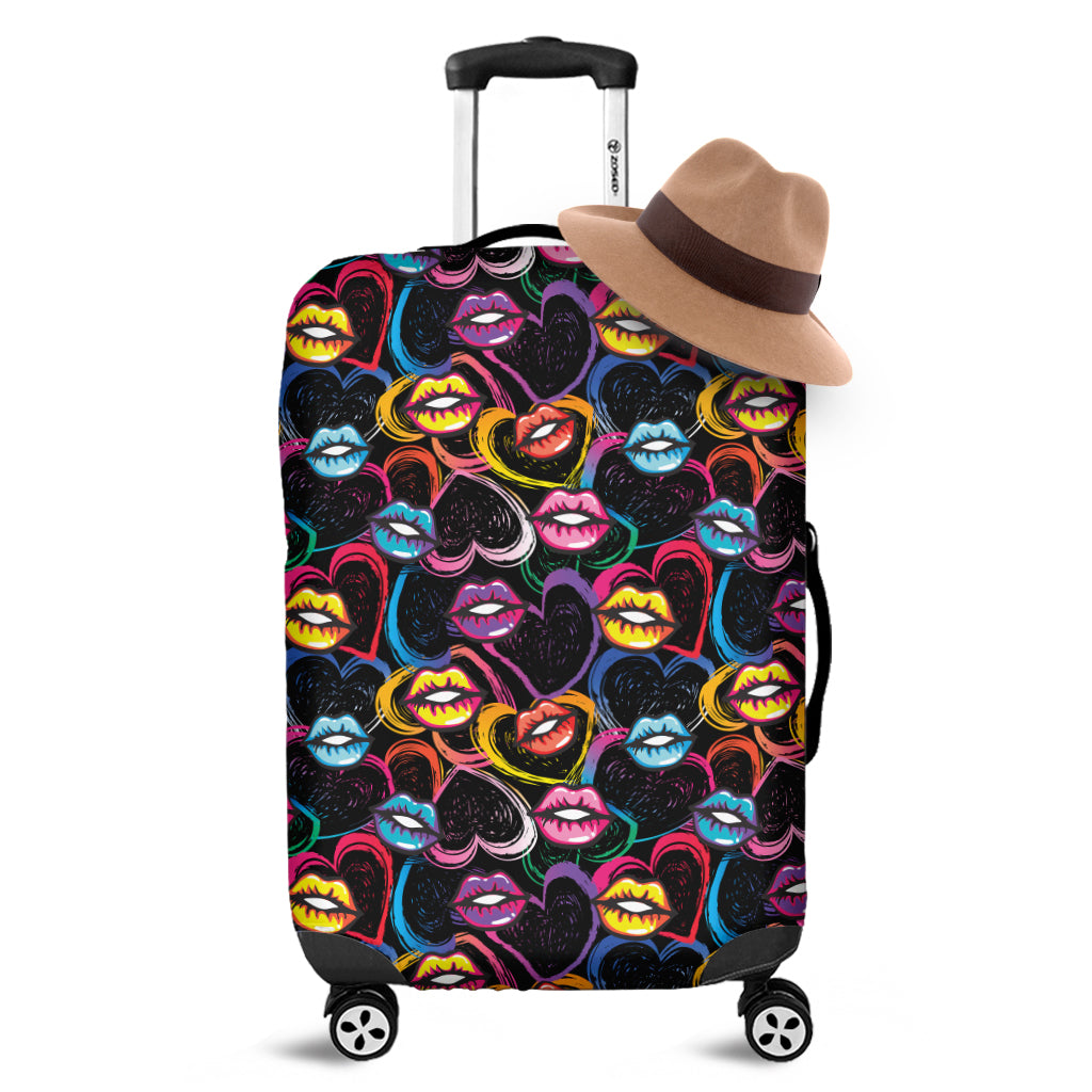 Funky Kiss Lips Pattern Print Luggage Cover