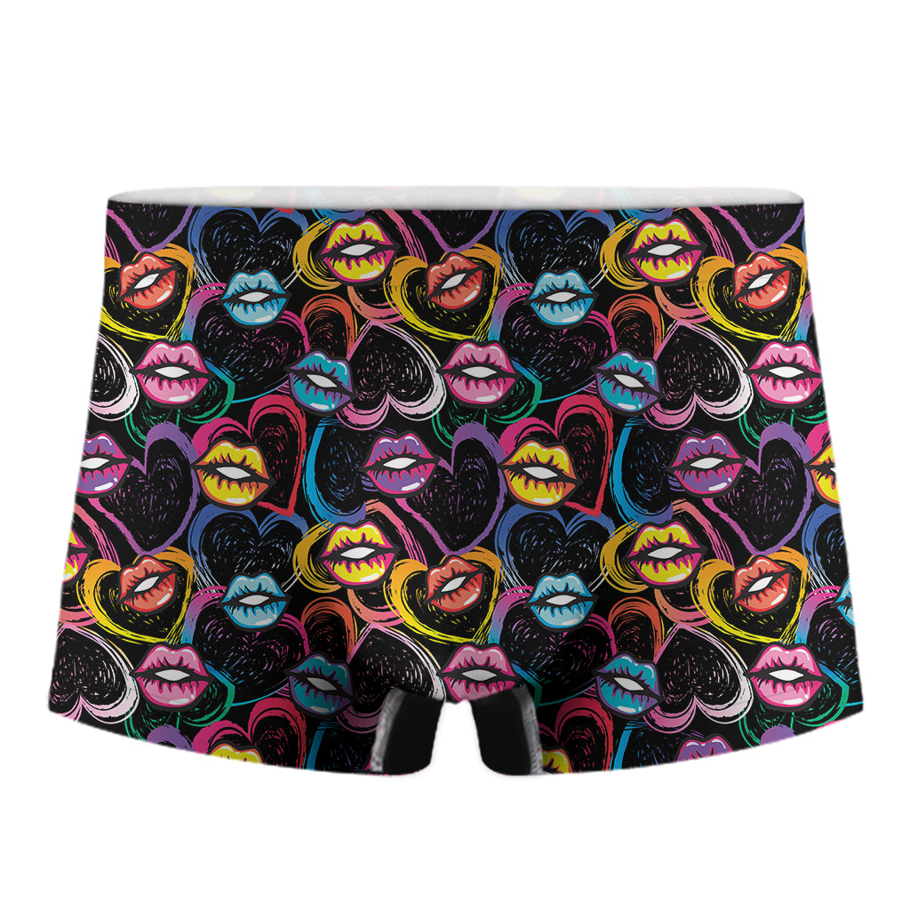 Funky Kiss Lips Pattern Print Men's Boxer Briefs