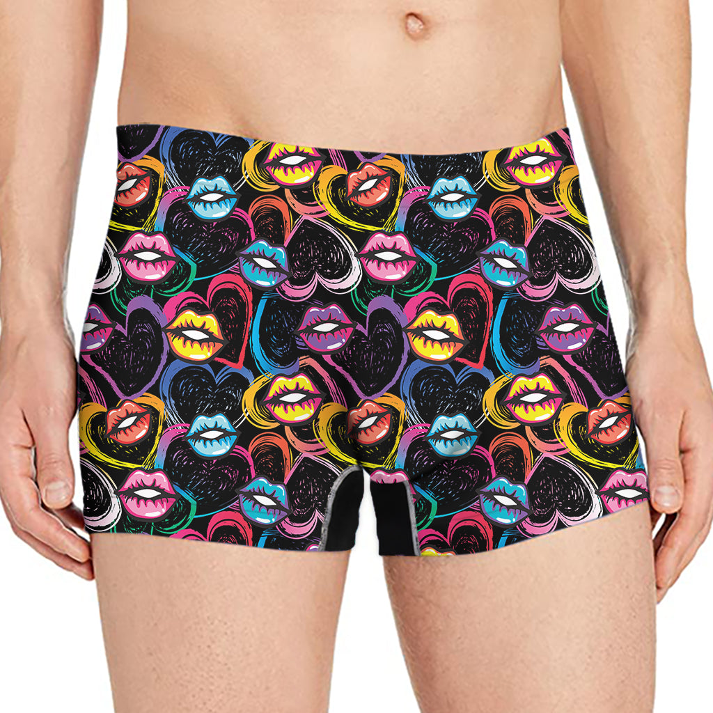 Funky Kiss Lips Pattern Print Men's Boxer Briefs