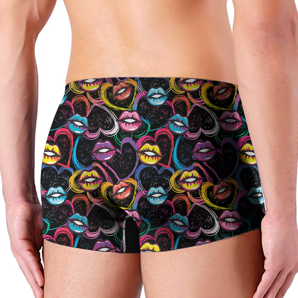 Funky Kiss Lips Pattern Print Men's Boxer Briefs